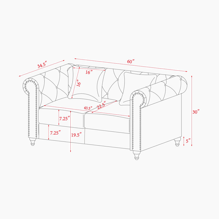 Rosdorf Park 60'' Velvet Loveseat Wayfair